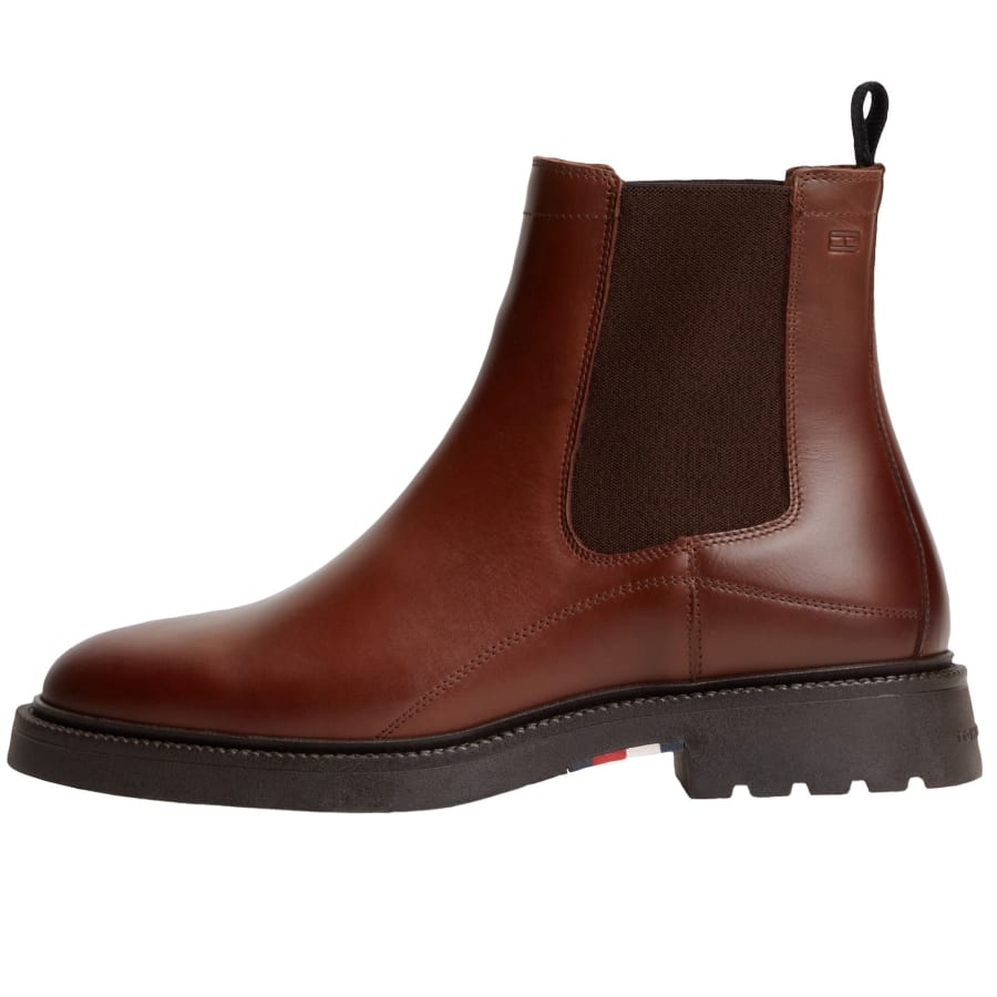 茶 oversea Tommy Hilfiger Leather Chelsea Boots Brown | Mainline Menswear us